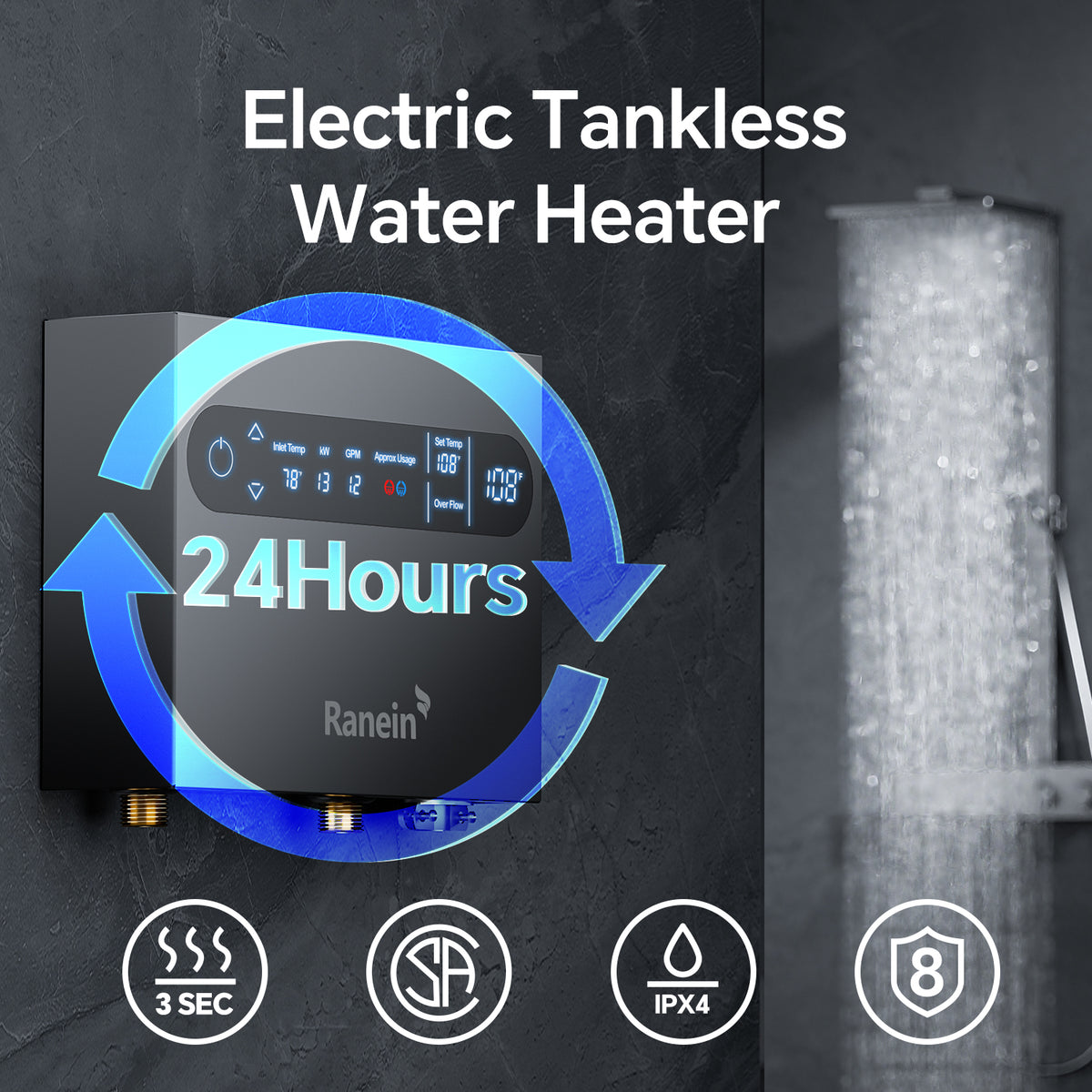 8kW 13kW Tankless Electric Water Heater 240V