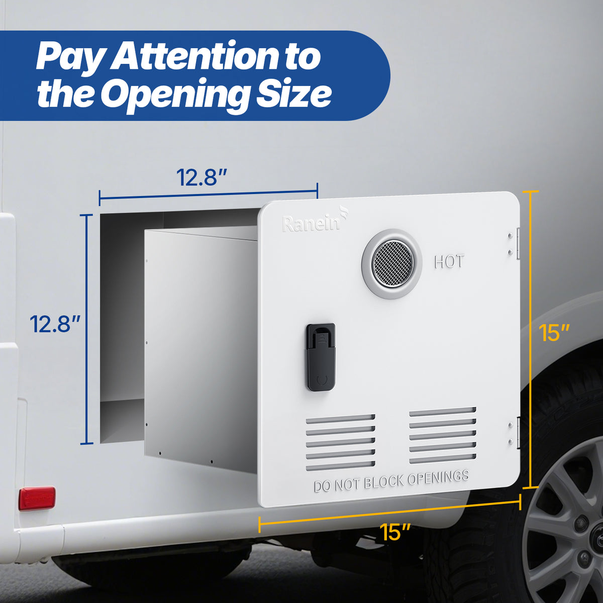 15 x 15 Inches RV Water Heater White/Black Door