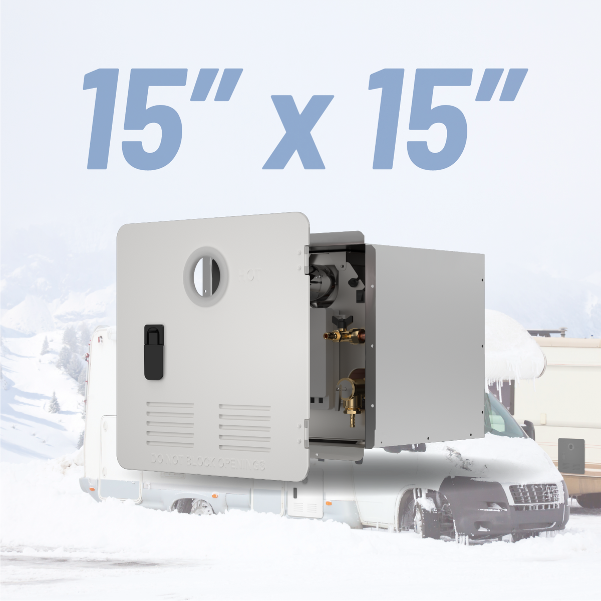 15 x 15 Inches RV Water Heater White/Black Door