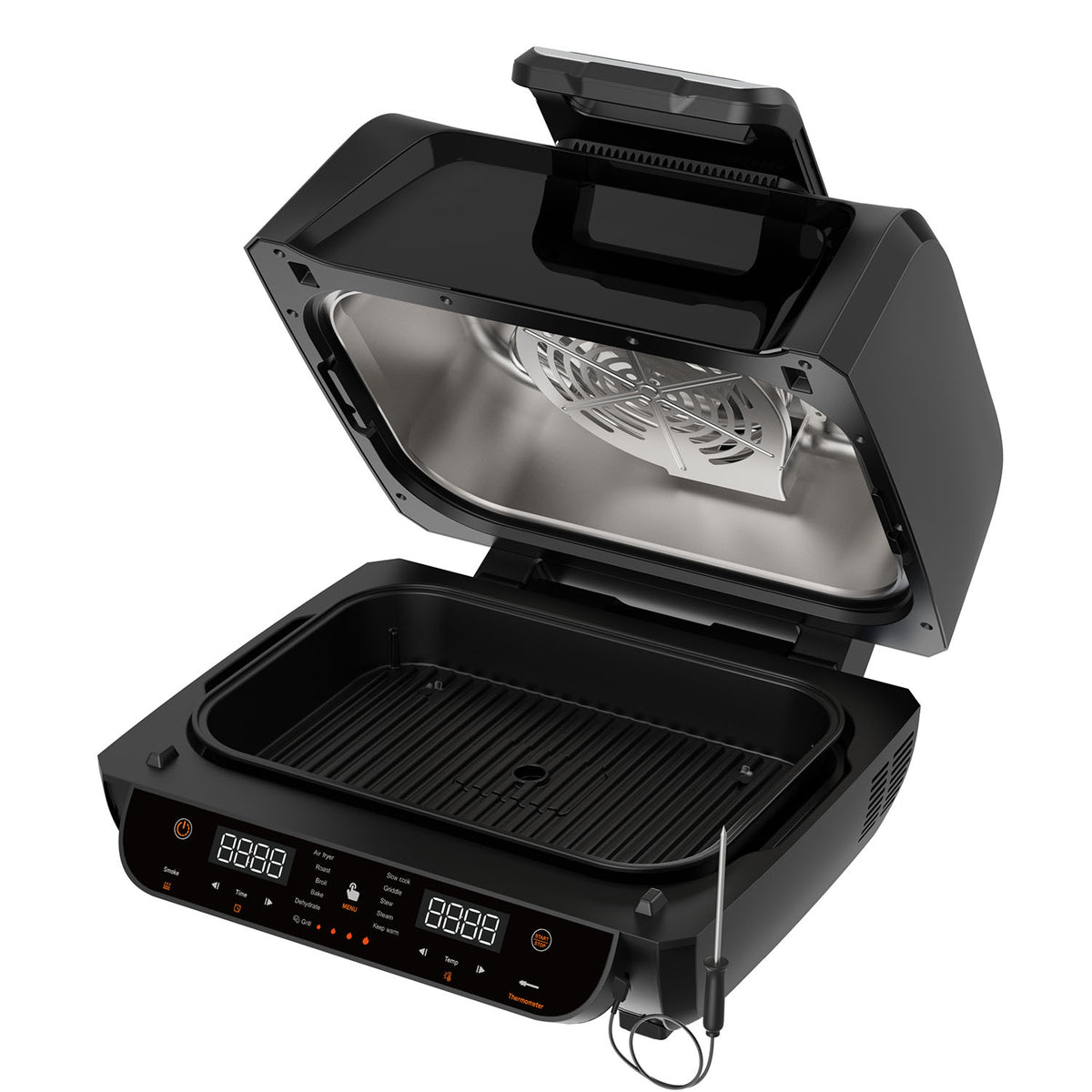 Ranein ROAFG-12E 12-in-1 Indoor Grill Air Fryer, Smokable, LED Touch, Visible Window