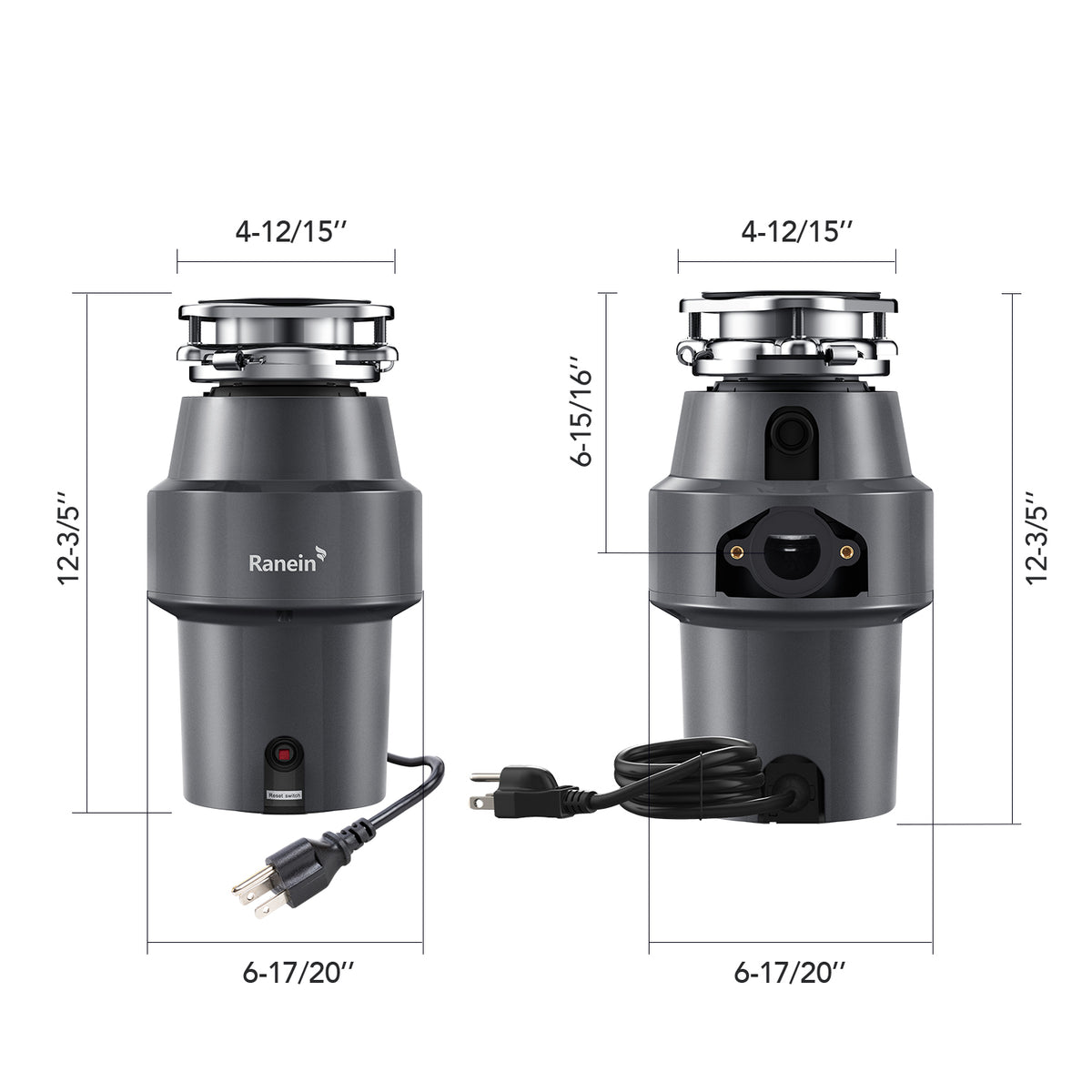 3/4 HP Garbage Disposal with Power Cord