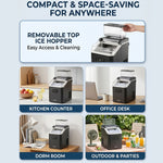 Ranein Countertop Ice Maker, Fast Ice, 2.2lbs Storage, Smart Control