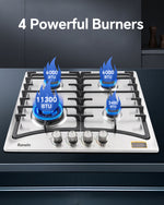 4-Burner Gas Cooktop, 24-Inch Gas Stove Top Compatible