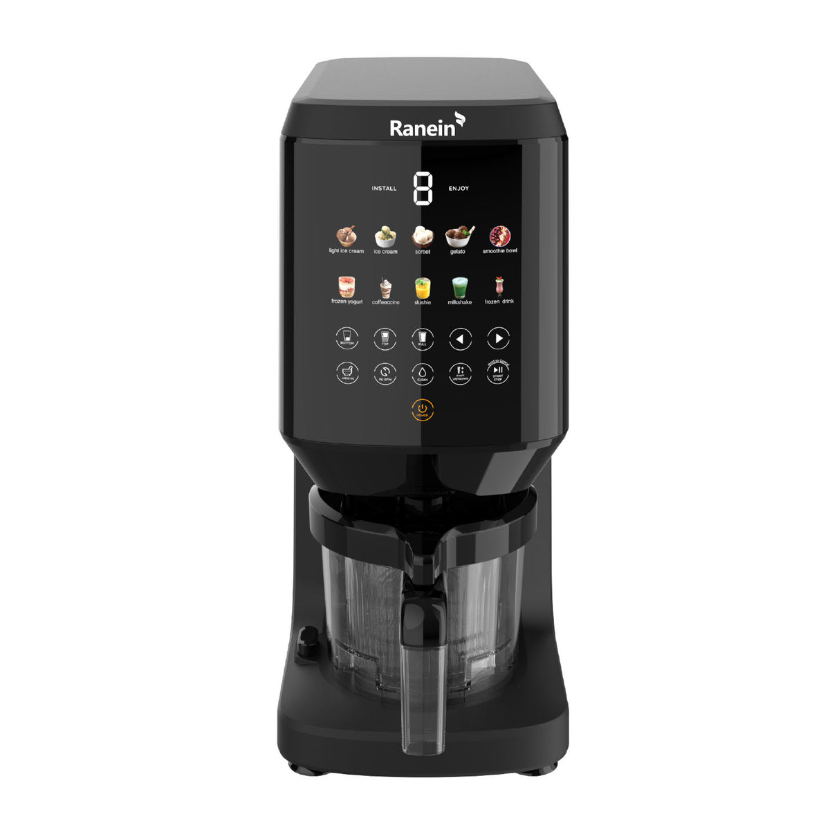 Ranein RICM-10 Countertop Ice Cream Maker, 10 Presets, Auto Clean, 26000RPM
