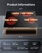 Electric Cooktop with 4 Burners, 30 inch 7900W 240V Ceramic Panel