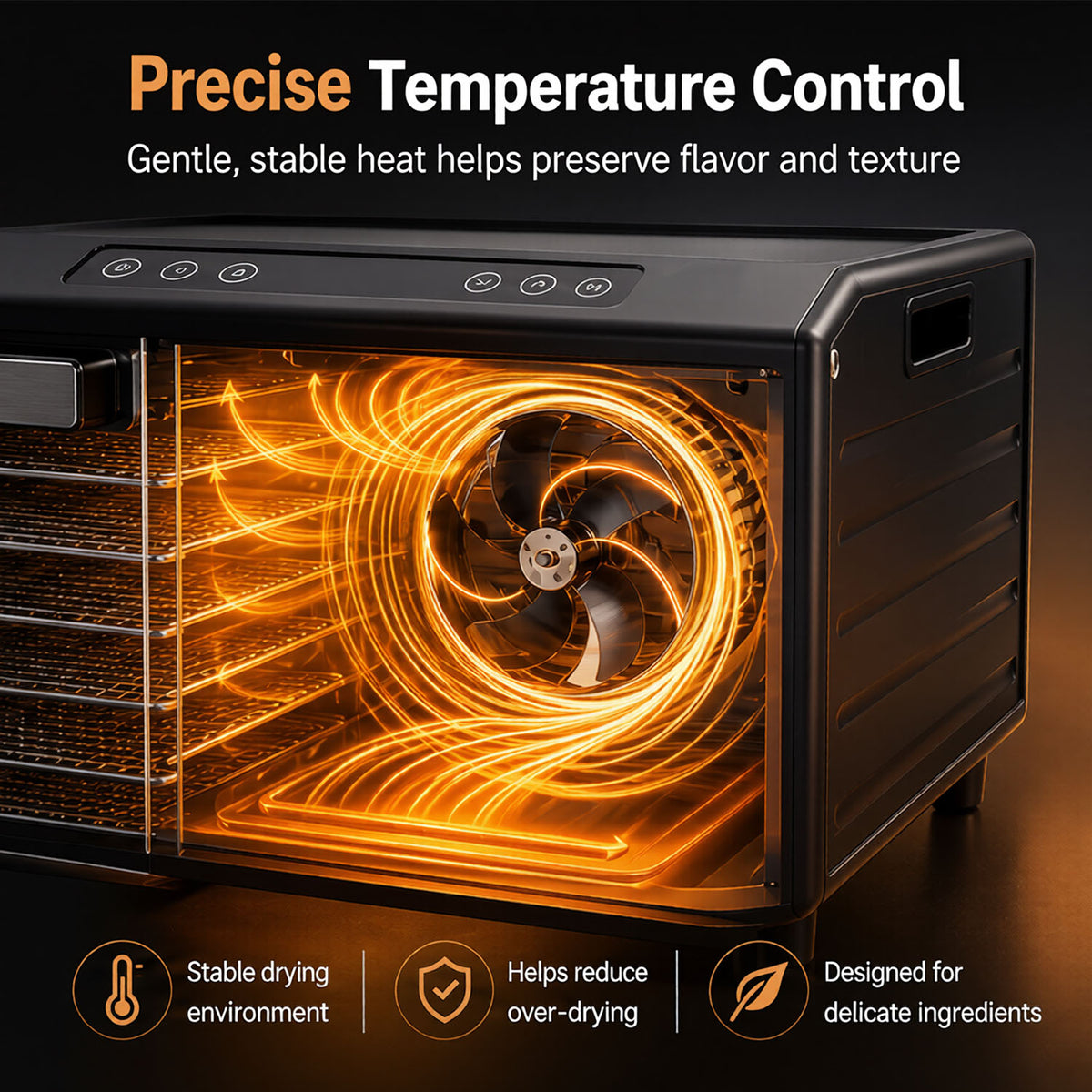 Ranein 6-Tray Food Dehydrator, Precise Temp & 360° Airflow