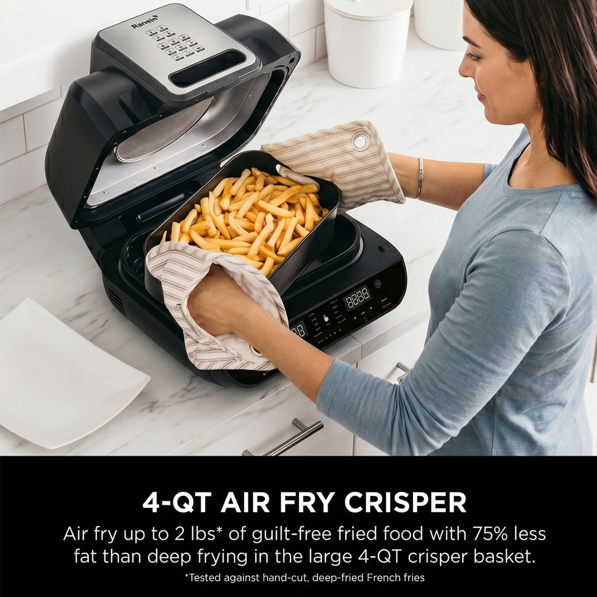 Ranein ROAFG-12E 12-in-1 Indoor Grill Air Fryer, Smokable, LED Touch, Visible Window