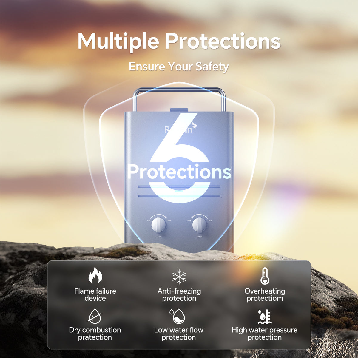 Portable Tankless Water Heater Outdoor 1.58 GPM 6L