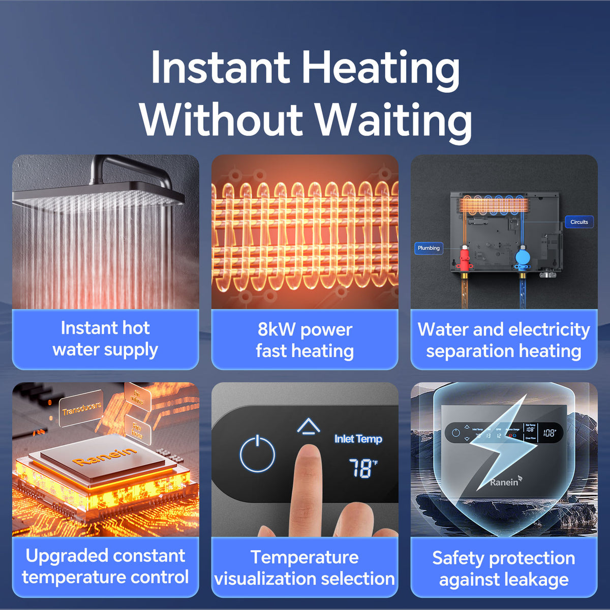 8kW 13kW Tankless Electric Water Heater 240V