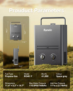 Portable Tankless Water Heater Outdoor 1.58 GPM 6L