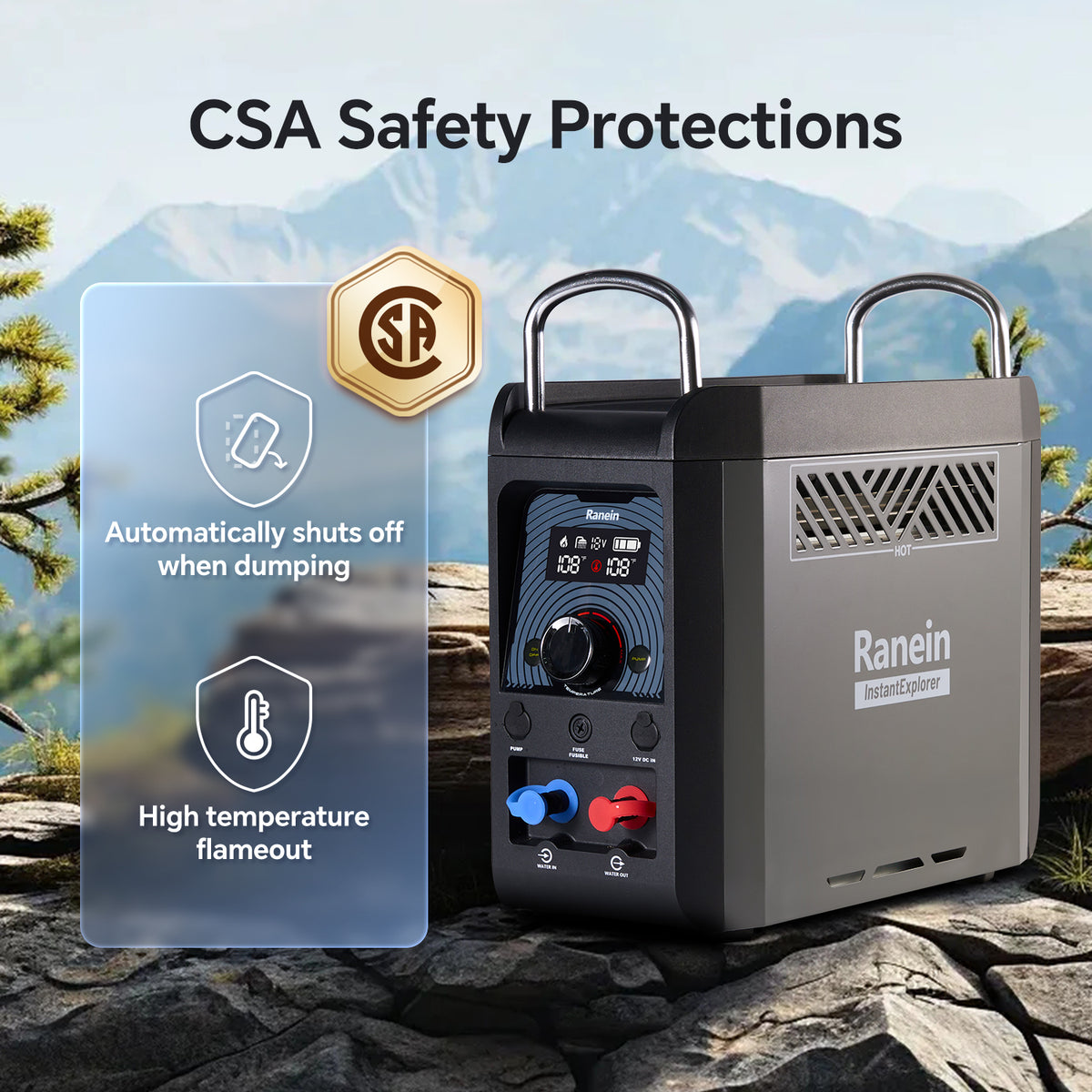 Water Heater for Camping Propane with 4000mAh