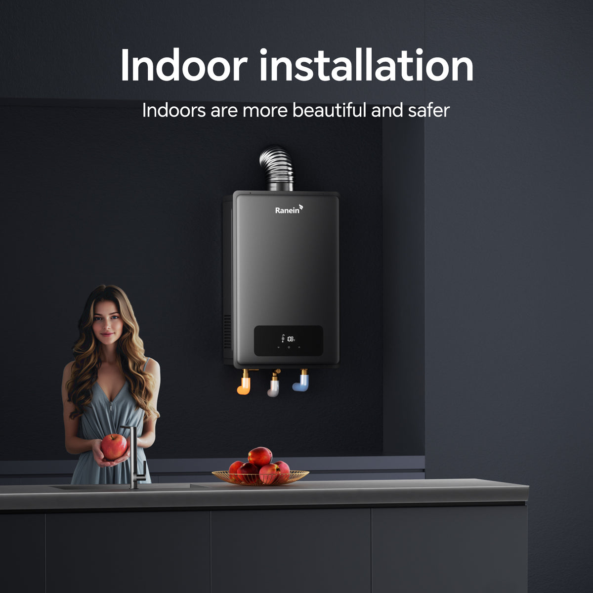 Gas Tankless Water Heater Indoor Max 7.4GPM 190,000BTU