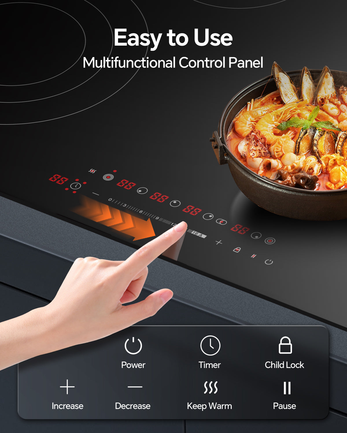 Electric Cooktop with 4 Burners, 30 inch 7900W 240V Ceramic Panel