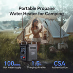 Water Heater for Camping Propane with 4000mAh
