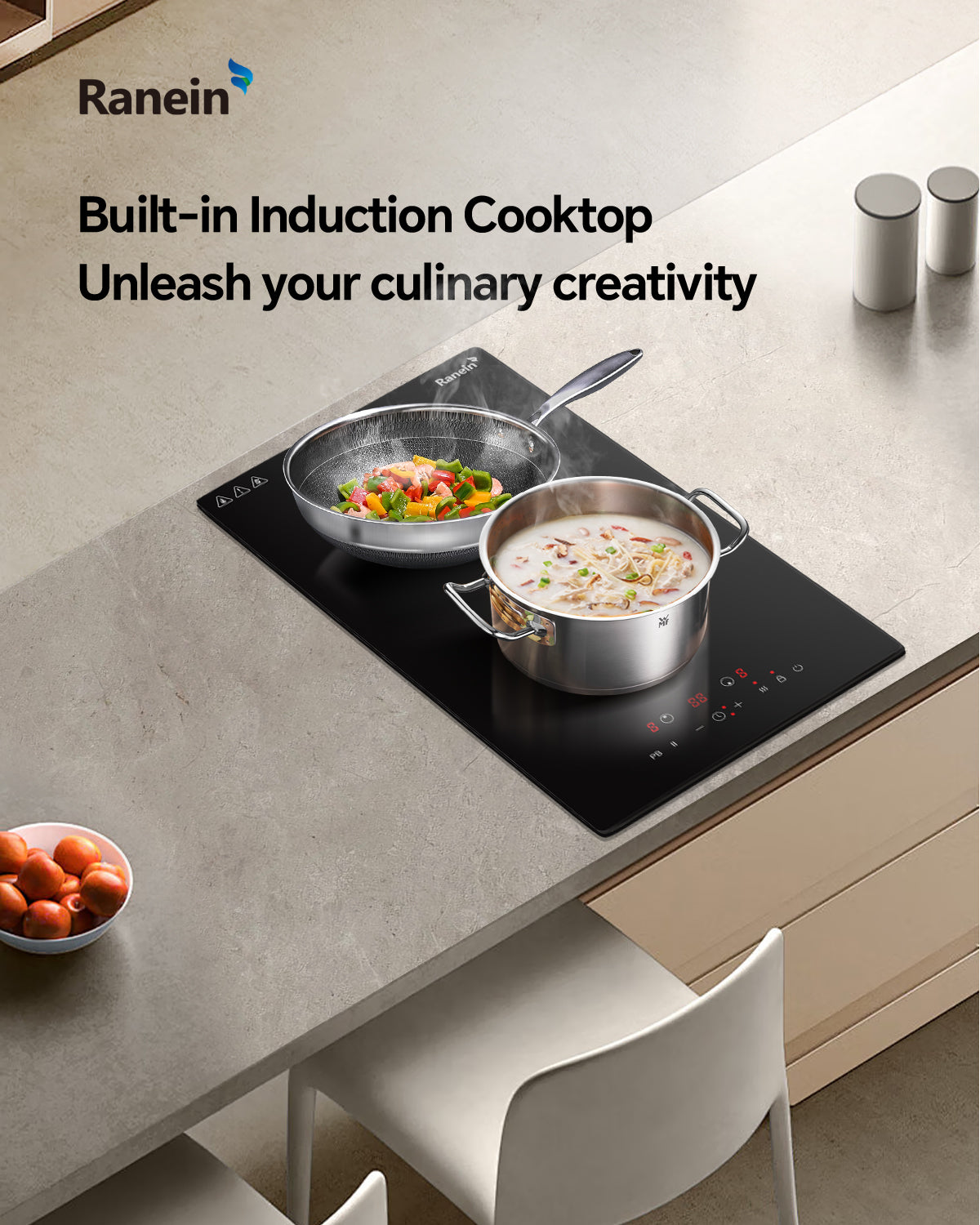 Induction Cooktop with 2 Burners, 12 inch 1800W 120V