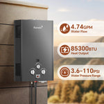 8L/12L/18L Tankless Water Heater Propane Gas 2.11 GPM 48,000 BTU