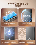 8L/12L/18L Tankless Water Heater Propane Gas 2.11 GPM 48,000 BTU