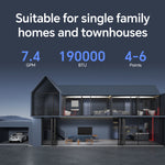 Gas Tankless Water Heater Indoor Max 7.4GPM 190,000BTU