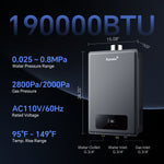 Gas Tankless Water Heater Indoor Max 7.4GPM 190,000BTU