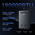 Gas Tankless Water Heater Outdoor Max 7.4GPM 190,000BTU
