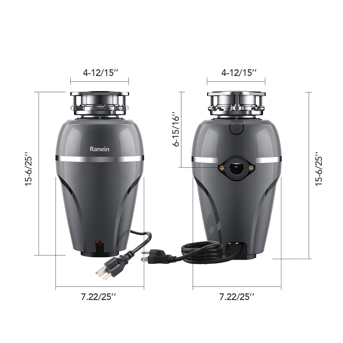 1 HP Garbage Disposal with Dishwasher Connector Kit and Power Cord