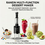 Ranein Premium 5-in-1 Frozen Dessert Maker (5 Preset Modes) Homemade Machine for Ice Cream, Sorbet, Slushie, Milkshakes, 1000ml Capacity - Quick & Healthy Treats