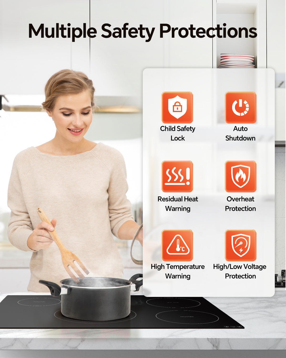 Induction Cooktop with 5 Burners, 30 inch 9200W 240V