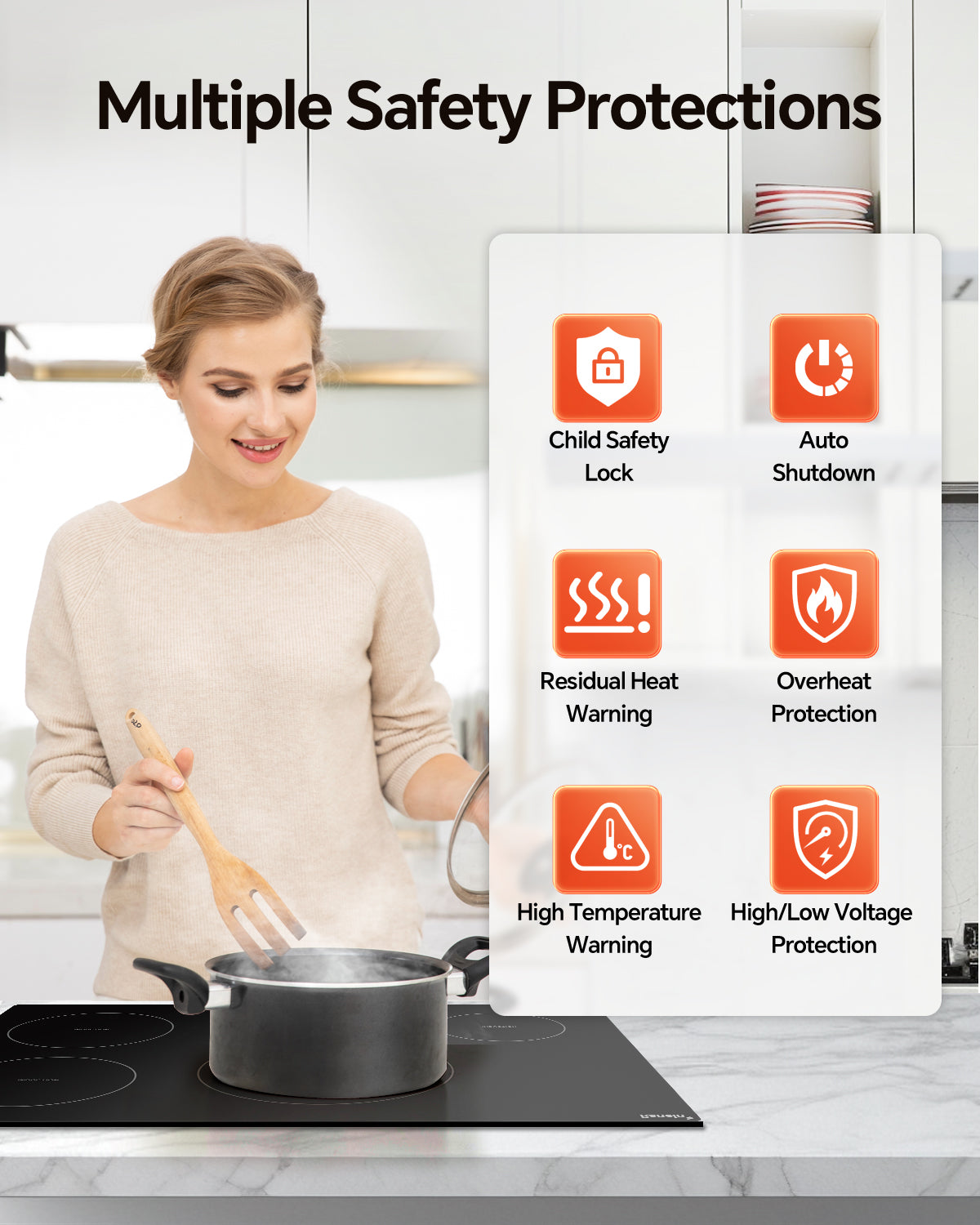 Induction Cooktop with 4 Burners, 30 inch 7800W 240V