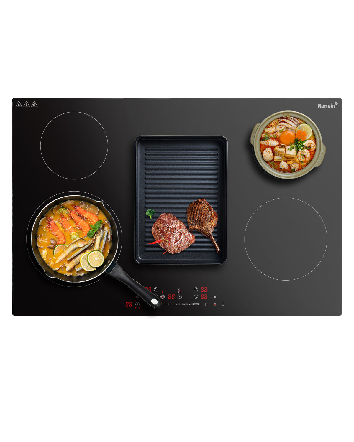 Electric Cooktop with 5 Burners, 30 inch 8800W 240V Ceramic Panel