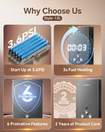 8L/12L/18L Tankless Water Heater Propane Gas 2.11 GPM 48,000 BTU