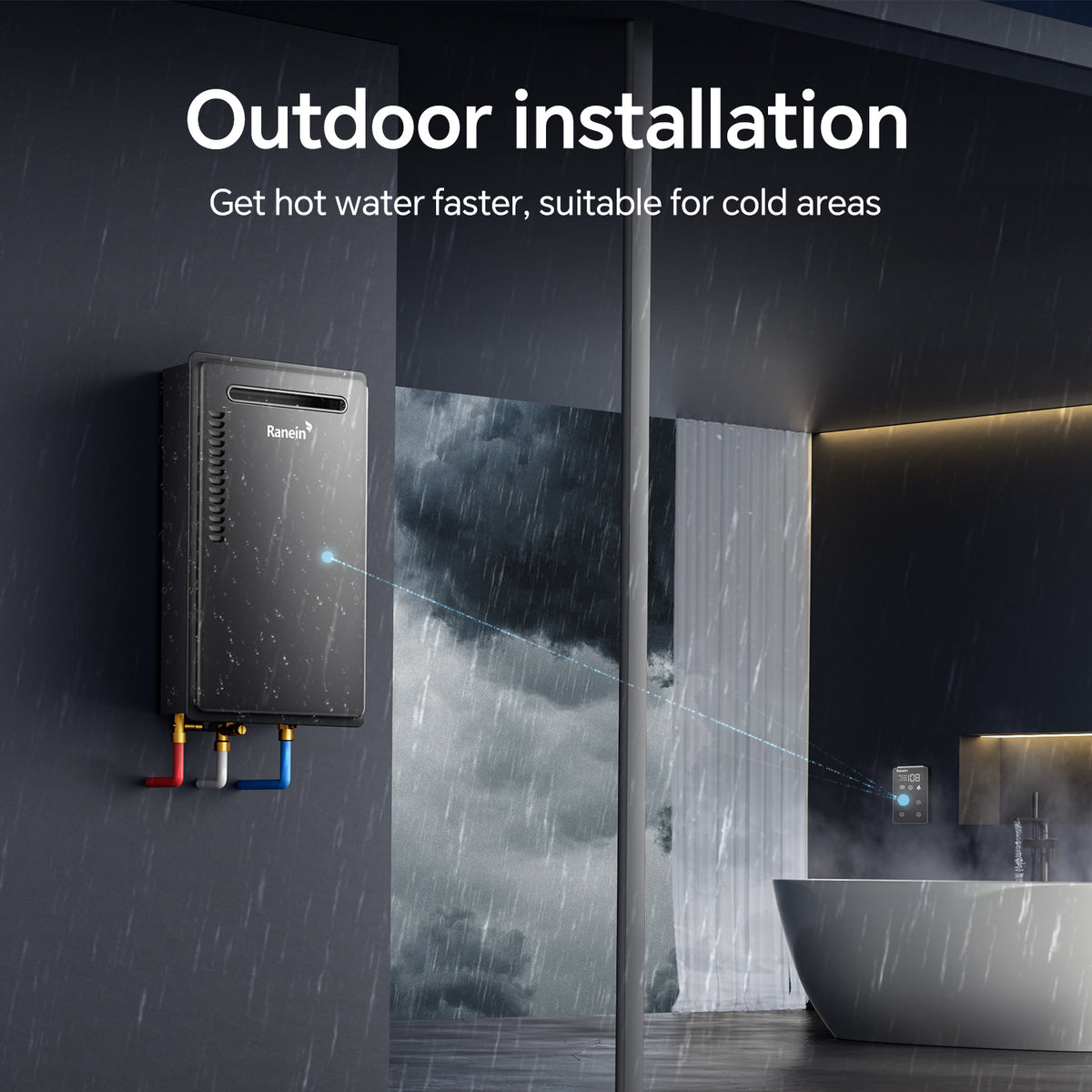 Gas Tankless Water Heater Outdoor Max 5.3GPM 130,000BTU