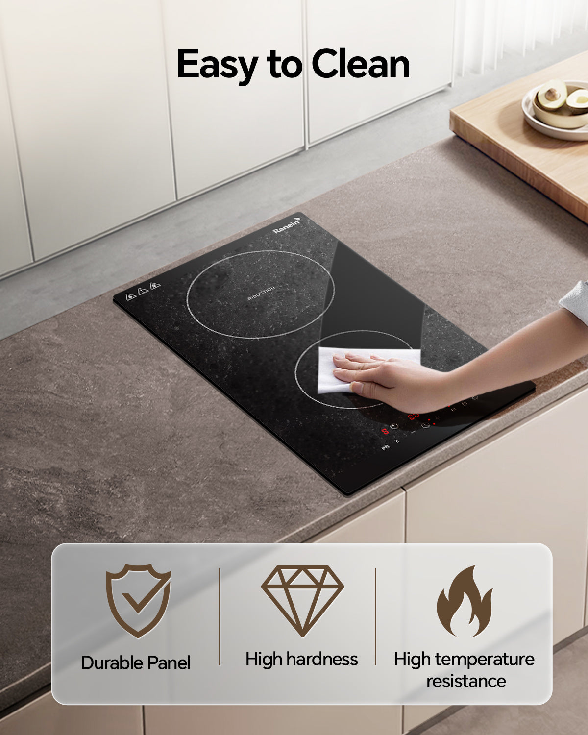 Induction Cooktop with 2 Burners, 12 inch 1800W 120V