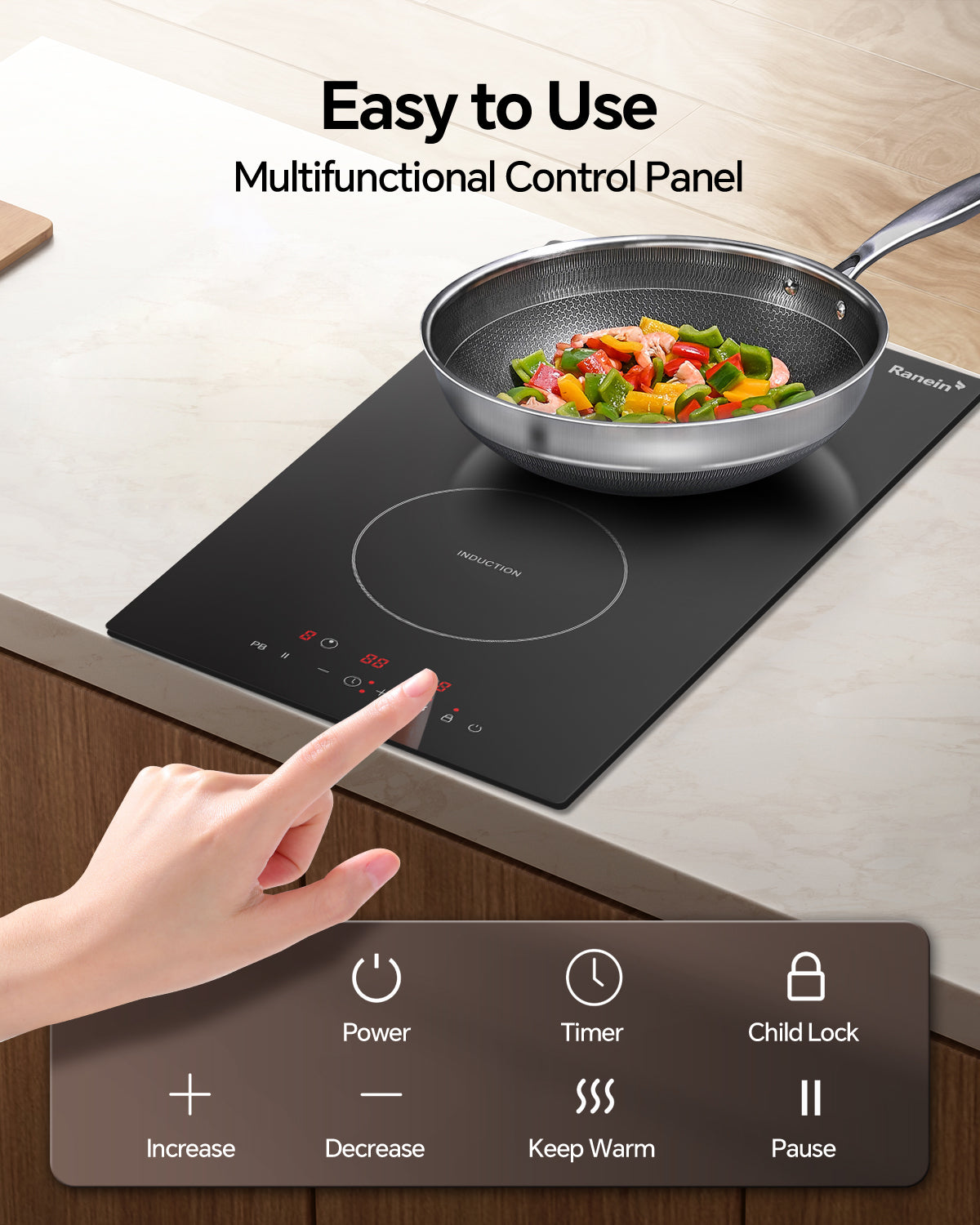 Induction Cooktop with 2 Burners, 12 inch 1800W 120V