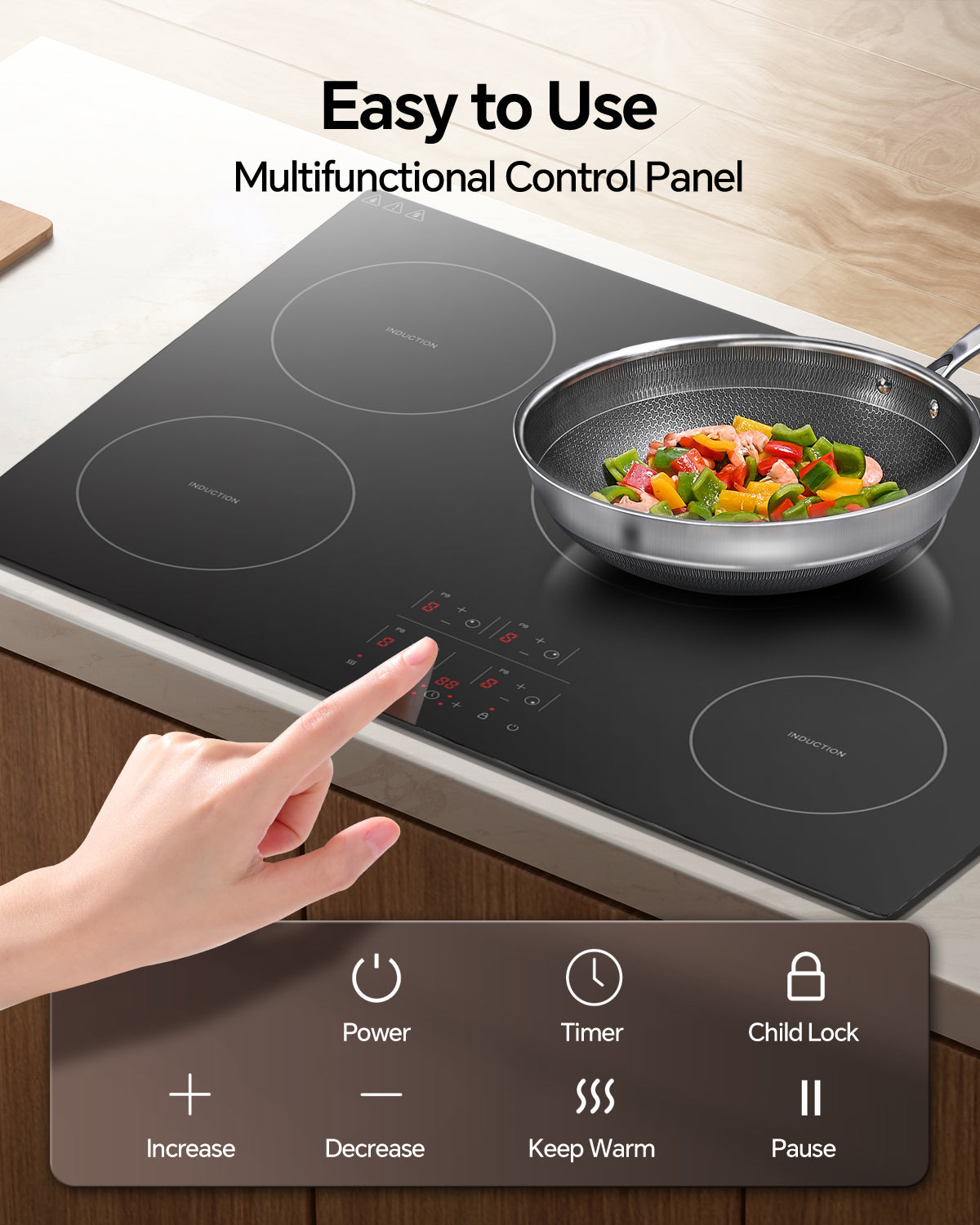 Induction Cooktop with 5 Burners, 30 inch 9200W 240V