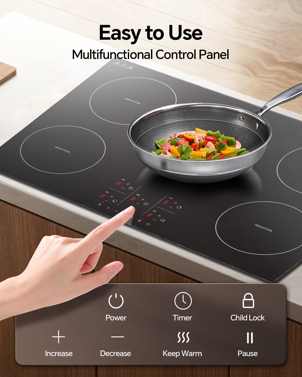 Induction Cooktop with 4 Burners, 30 inch 7800W 240V