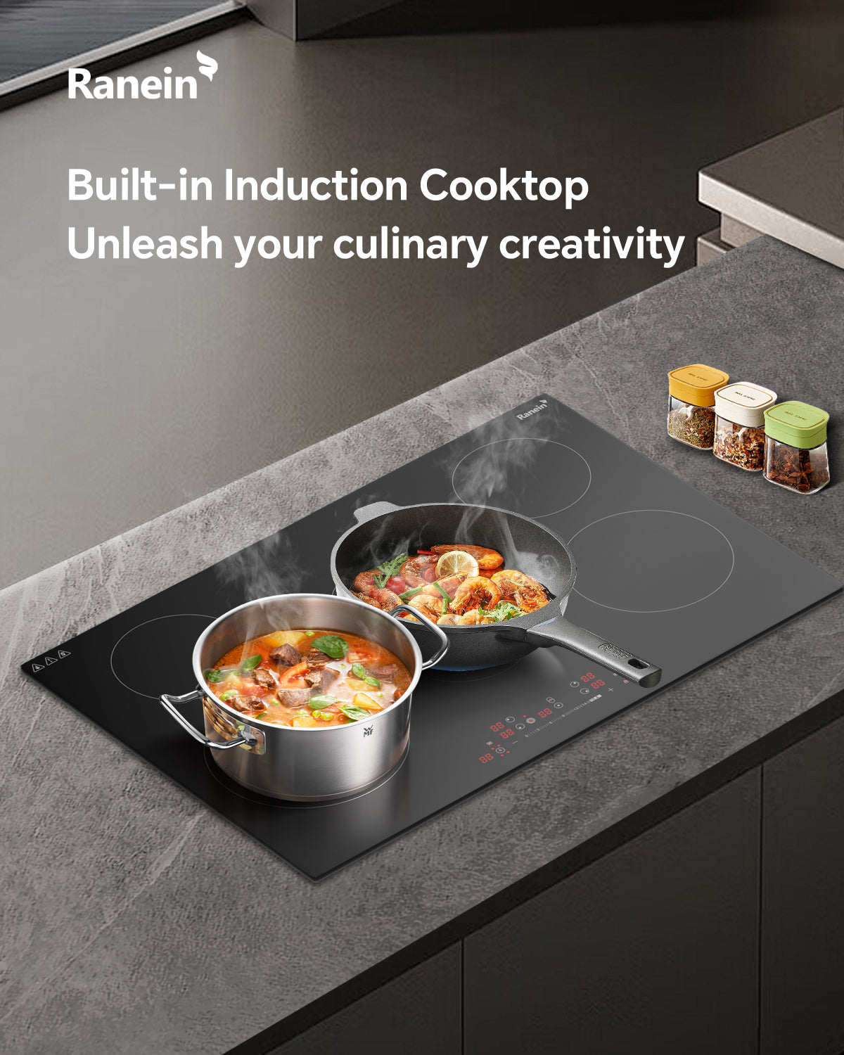 Electric Cooktop with 5 Burners, 30 inch 8800W 240V Ceramic Panel